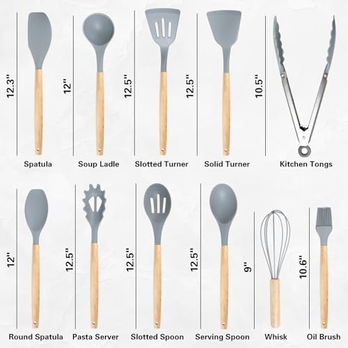 19PCS Gray Kitchen Cooking Utensils Set Kitchen Tools Set (Gray)