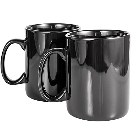 30oz Super Large Ceramic Coffee Mugs Large Handles Set of 2 (Black)