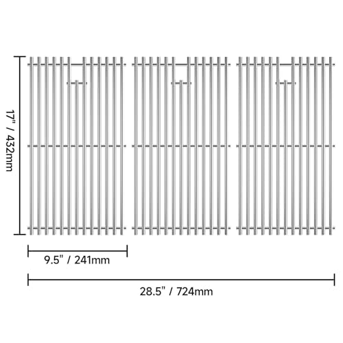 17" x 28.5'' Stainless Steel Grill Grates for Charbroil (17''D x 28.5''W)