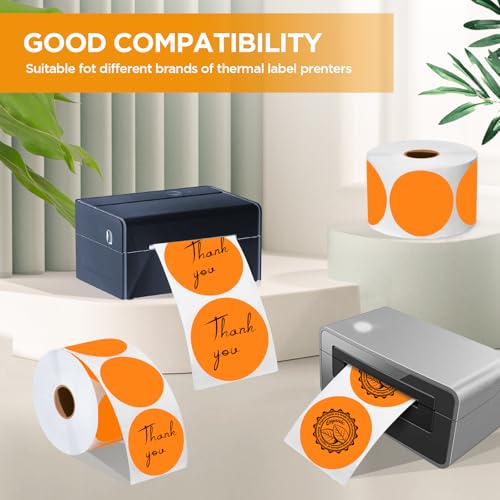 2 Inch Circle Thermal Sticker Labels (Orange)