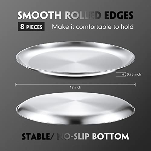 8 Pieces Silver Pizza Pans 12 Inch Bakeware (8 Count)