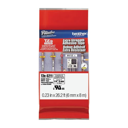 Genuine P touch TZE (Black on White Extra Strength Tape / 6mm (0.23”) / Pack of 1)