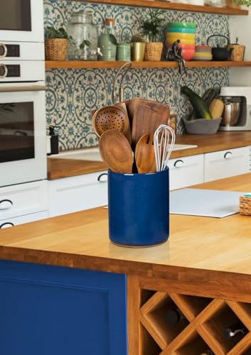 Ceramic Kitchen Utensil Holder for Countertop (Royal Blue)