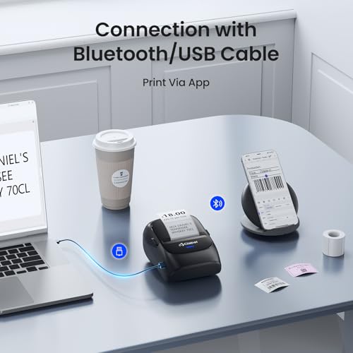 221B 2" Bluetooth Thermal Label Printer (221B-Black-5Roll)