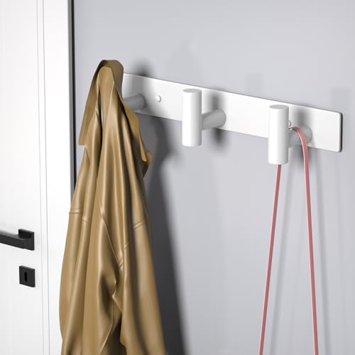 Wall Mounted Coat Rack (White / 3 "T" Hooks, 1PACK)