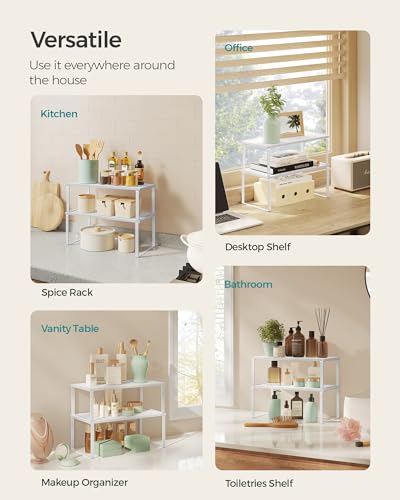 Cabinet Organizer Shelf (Cloud White + Snow White / 2*L (5.4"H) + 2*L (6.2"H))