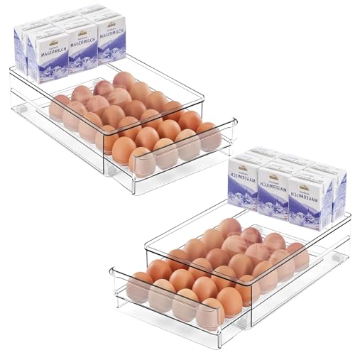 24 Capacity Egg Holder for Refrigerator (2 Pack Egg drawer)