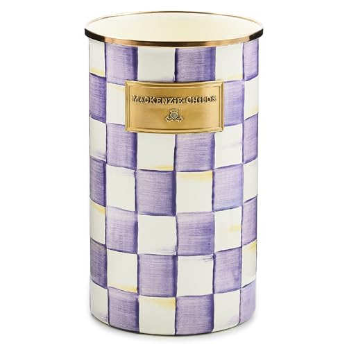 Enamel Utensil Holder (Violet Check)