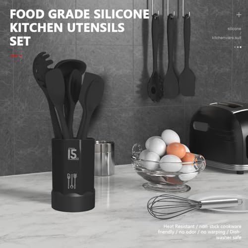 Silicone Cooking Utensils Set (Black)
