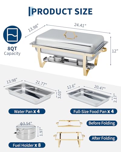 Chafing Dishes for Buffet 4 Pack (Gold / 4 Pack)