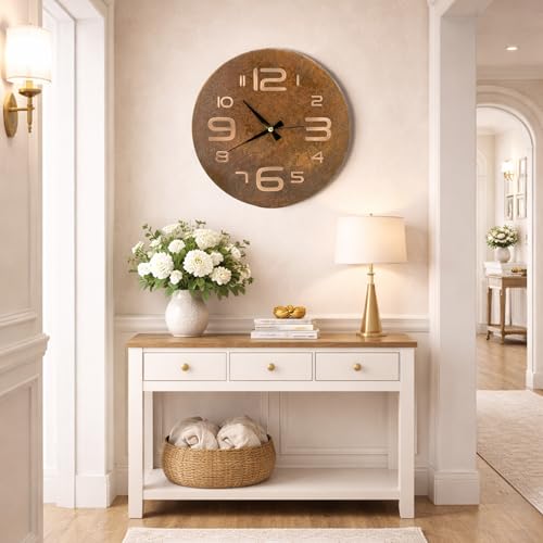 Handmade Pure Copper Wall Clock for Home Decoration (Big Numbers / 17.7)