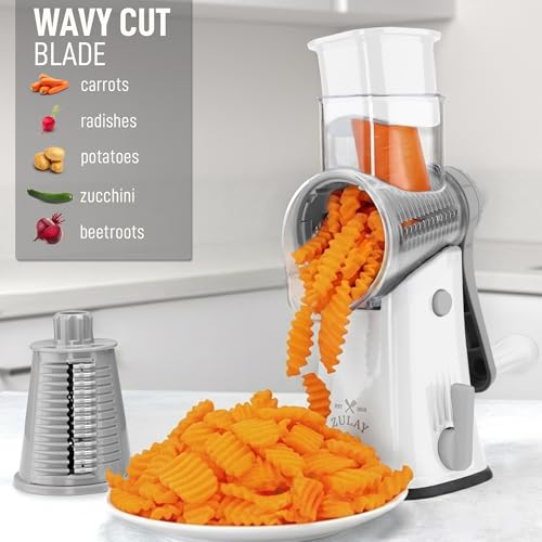 Rotary Cheese Grater Manual Hand Crank 5 Blade Shredder
