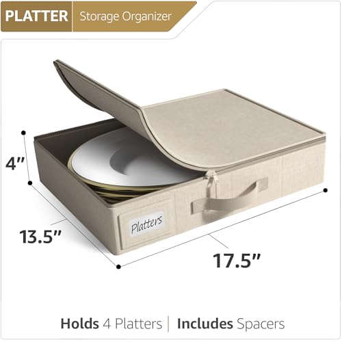 Platter Storage Case for Dinnerware (Beige / Platter Storage)