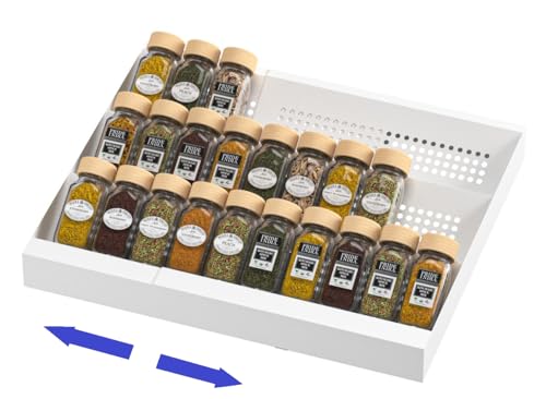 Expandable Metal Spice Drawer Organizer (White / 1PACK/WHITE/3-TIER)
