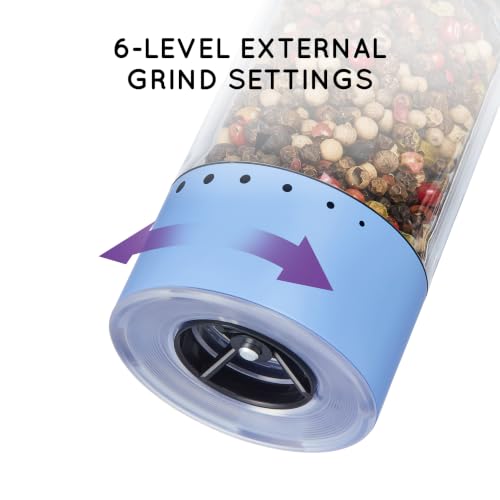 Rechargeable Electric Salt and Pepper Grinder Set with Charging Base (Set of 2 with Charging Base / Blue)