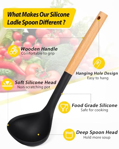 Silicone Soup Ladle Spoon Kitchen Utensils (2 Count)