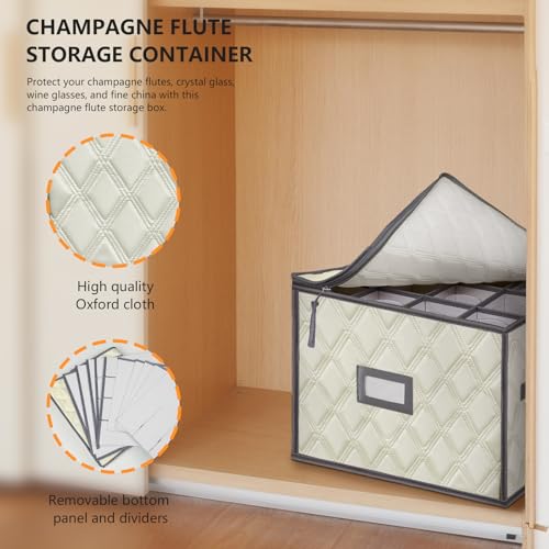 Champagne Flute Storage Box (Beige / 1 Pack Champagne Wine Glass Storage Box)