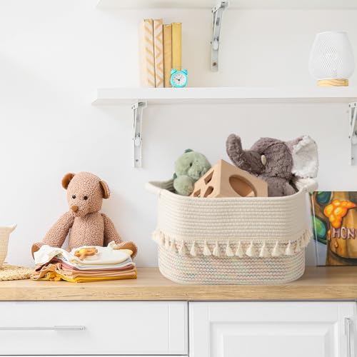 Woven Baskets for Storage (Stitches Rainbow / 3 Pack)