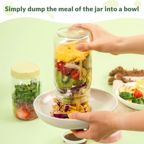 4 Pack Glass Salad Jars with Lids Meal Prep