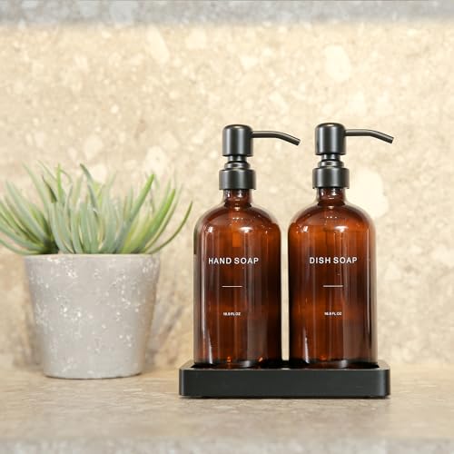 Amber Soap Dispenser Set (Amber Bottle & Black Pump)