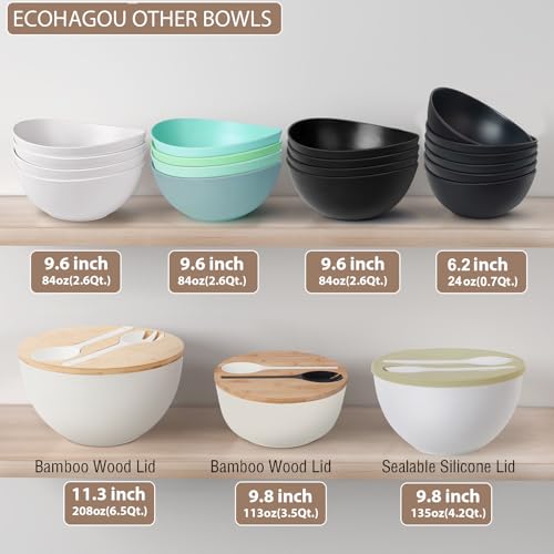 11.3" Extra Large Salad Serving Bowl Set with Wooden Lid&Utensils (11.3 inch / Matte White)