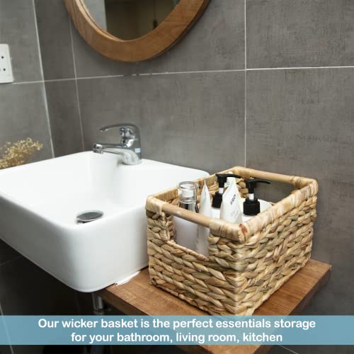 Small Wicker Baskets for Organizing Bathroom (Water Hyacinth / 3-Pack Small (10"L x 7.5"W x 6.3"H))