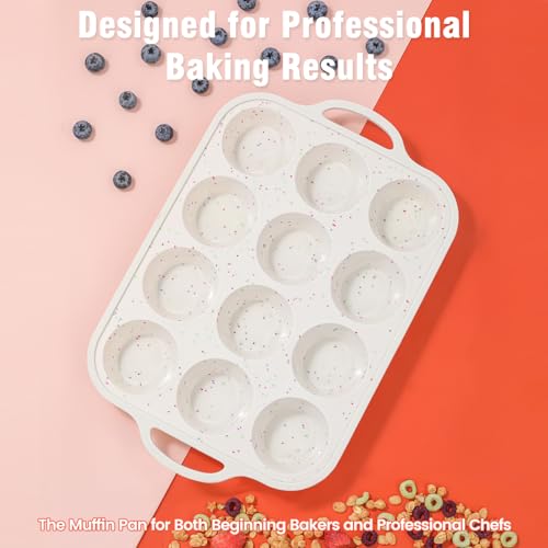 Silicone Muffin Pans for Baking 1 Pack (Standard: 12 Cups)