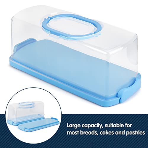 2 Pack Plastic Rectangular Bread Box with Clear Lid