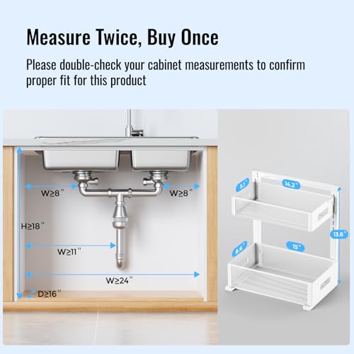 Full Metal Under Sink Organizer (White / L-2PC)