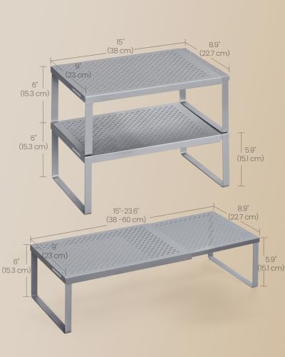 Spice Rack Expandable Kitchen Countertop Shelf (Silver / Set of 2)