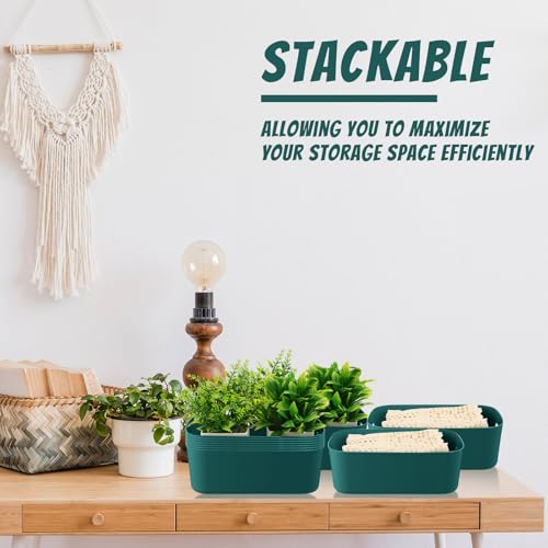 Green Plastic Storage Bins (Green / 8 x 5.7 x 3 Inch)