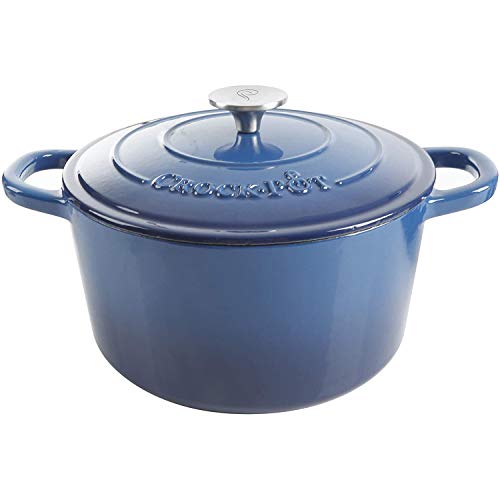 Artisan 5 Quart Round Enameled Cast Iron Dutch Oven (Sapphire Blue / 5-Quart)