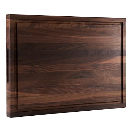 American Dark Walnut Wood Cutting Board 17x12 x1in for Kitchen with Juice Groove (17"L x 12"W)