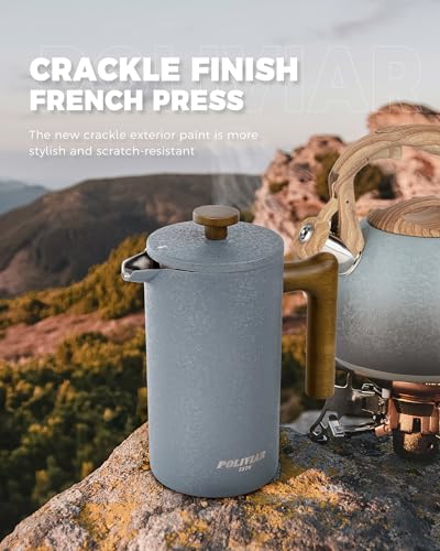 POLIVIAR French Press Coffee Maker (Crack Blue)
