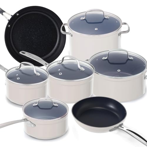 12pc Forged Lightweight Cookware Set (Vanilla Cream (G10))
