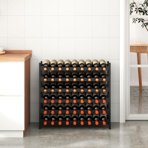 Wine Rack Freestanding Floor (Black Finish 6-tier Without Glass Holder)