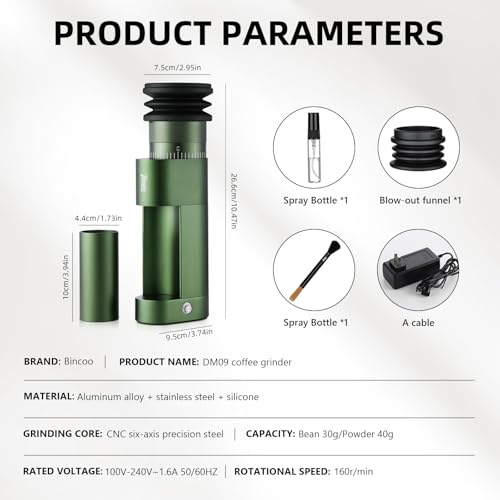 DM09 Coffee Grinder Electric with CNC Steel Burr (Green)