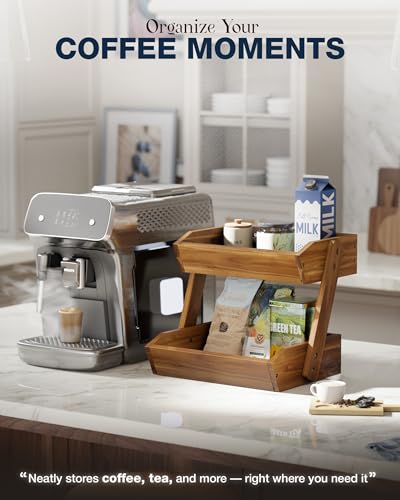 2 Tier Acacia Wood Fruit Stand for Kitchen Countertop Storage (Natural / 2 Tier)