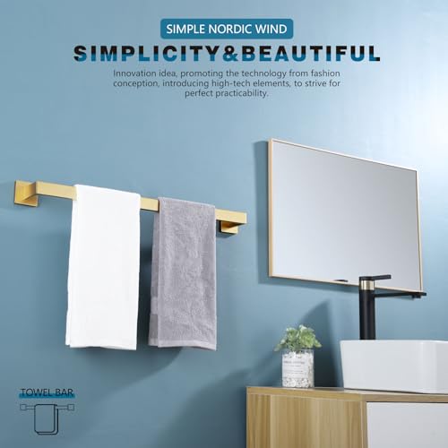 24 Inch Single Towel Bar (Brushed Gold / 24-Inch)