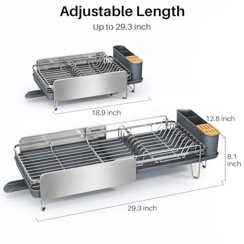 Stainless Steel Dish Drying Rack for Kitchen Counter (Silver)