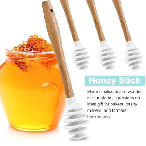 3 Pack Silicone Honey Dipper Sticks (White)