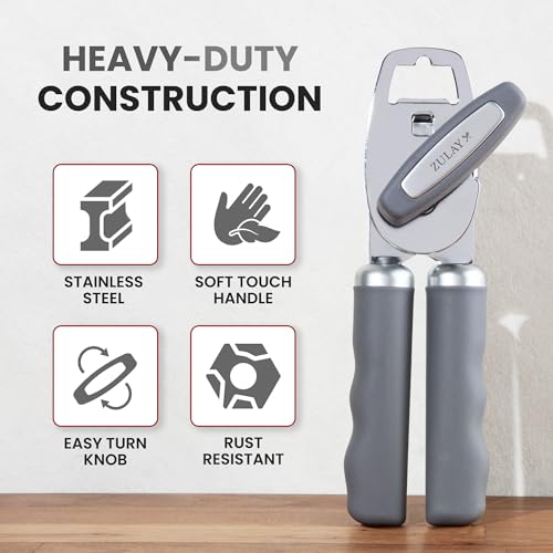 Manual Can Opener Heavy Duty Patented Stainless Steel (Stone / Comfy Grip)