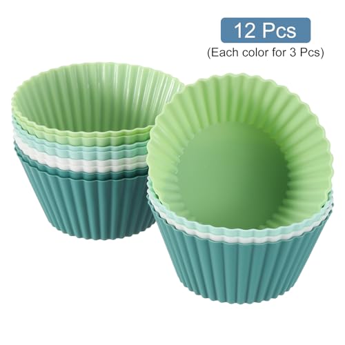12Pcs Silicone Cupcake Liners (Colorful / 2.8")