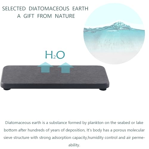 2Pcs Stone Soap Trays Water Absorbing Diatomite Coaster (Dark Gray / 7.1" x 3.5")