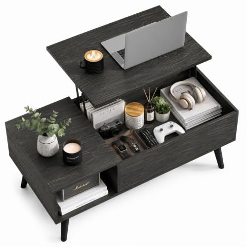 Lift Top Coffee Table with Hidden Storage (Aged Charcoal / 39")