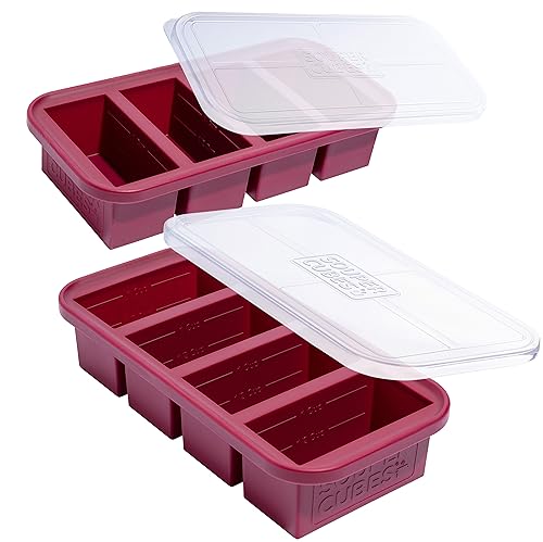 1 Cup Silicone Freezer Trays with Lids (Cranberry / 2-Pack)