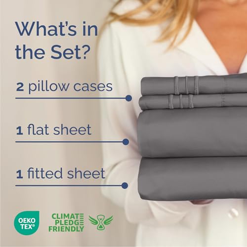 Cal King Size 4 Piece Sheet Set (06 - Dark Grey / California King)