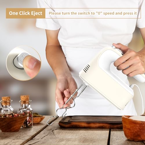 9 Speed Digital Hand Mixer Electric (Cream White)