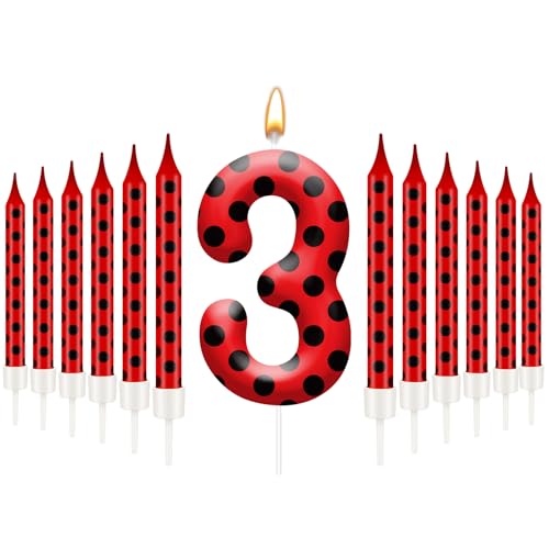 13PCS Ladybug Theme Birthday Candles Set (13 Count)