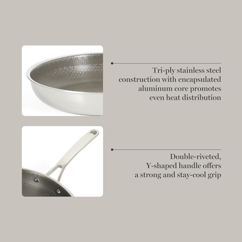 Badgley Hybrid Nonstick 9.5 Inch TriPly Stainless Steel Fry Pan & Stay Cool Handle (Triply Stainless / 9.5" Fry Pan)
